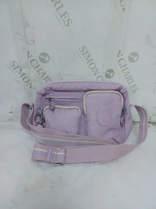 KIPLING LIVE LIGHT SMALL SHOULDER BAG MULTIPLE COMPARTMENTS WITH A GORILLA KEYRING LILAC