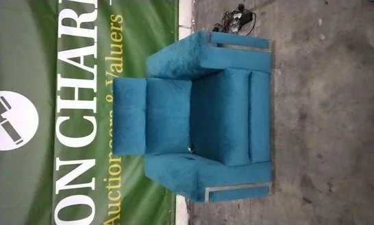 QUALITY DESIGNER TEAL PLUSH VELVET ELECTRIC RECLINER ARMCHAIR