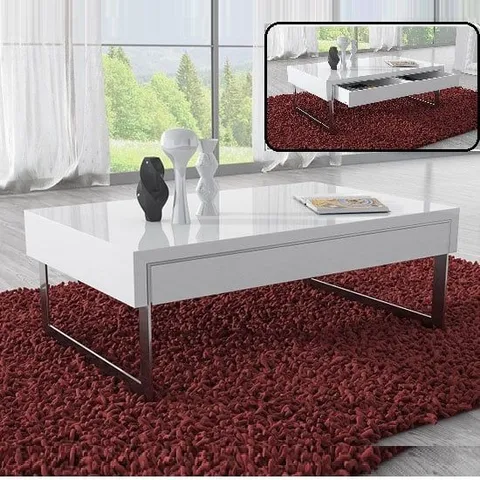 CASA HIGH GLOSS COFFEE TABLE WITH 1 DRAWER IN WHITE 40X110CM