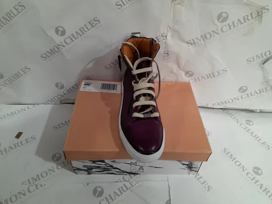 BOXED MODA FEROZI PURPLE LEATHER TRAINERS SIZE 7