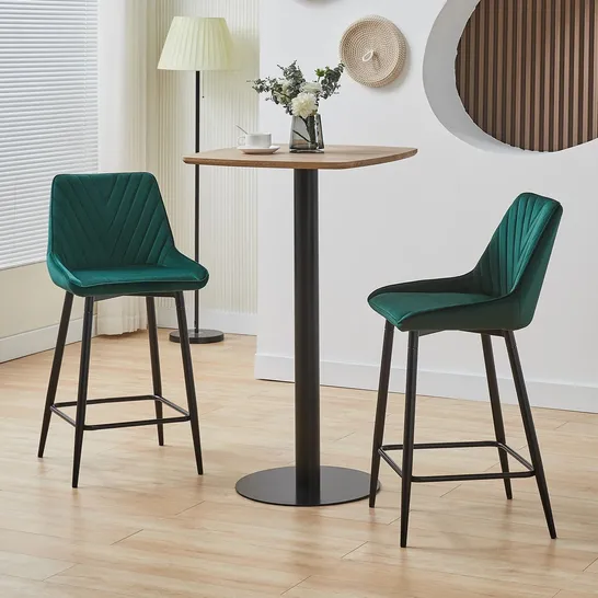 BOXED LOURDES BAR STOOL [SET OF 2][65CM][75CM] - GREEN VELVET (1 BOX)