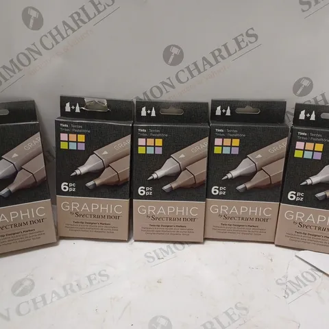 APPROXIMATELY 5 GRAPHIC BY SPECTRUM NOIR TWIN-TIP DESIGNERS MARKERS (6 PC PACK - TINTS)