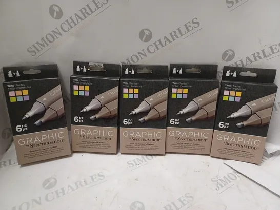 APPROXIMATELY 5 GRAPHIC BY SPECTRUM NOIR TWIN-TIP DESIGNERS MARKERS (6 PC PACK - TINTS)