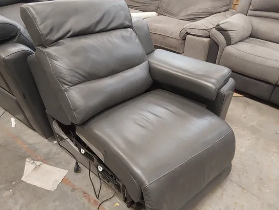 QUALITY ITALIAN DESIGNER POWER RECLINING TWO SEATER SOFA & FIXED SNUGGLER CHAIR CHARCOAL LEATHER 