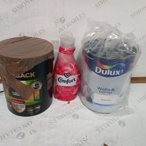 LOT OF 3 HOUSEHOLD ITEMS TO INCLUDE FABRIC SOFTNER AND PAINTS