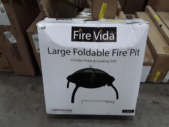 BOXED STEEL FIRE PIT 42CM H X 64CM W X 56CM D