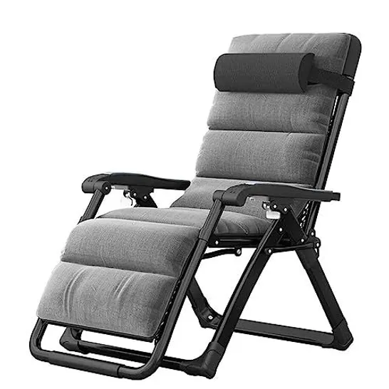 BOXED GIANTEX ZERO GRAVITY CHAIR WITH PATIO CUSHIONS, ADJUSTABLE FOLDING RECLINING LOUNGE CHAIR - GREY