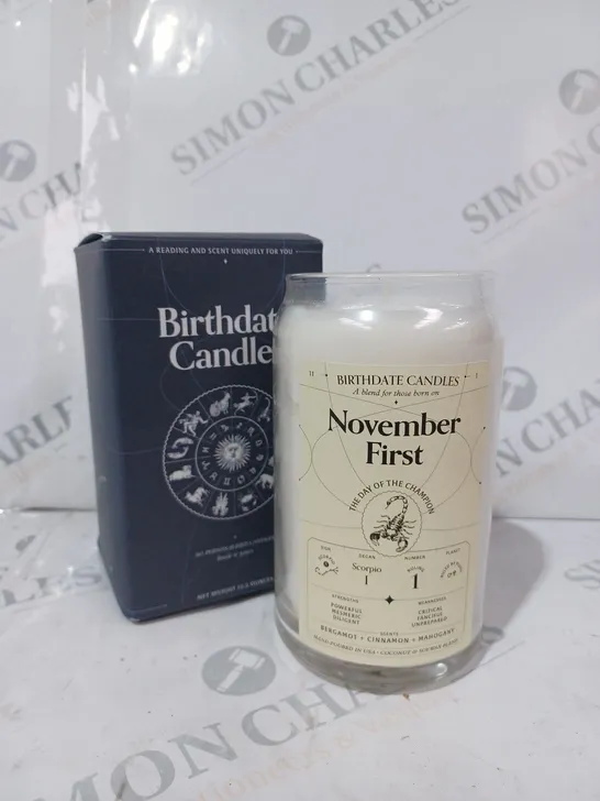 BOXED BIRTHDATE CANDLE - NOVEMBER FIRST