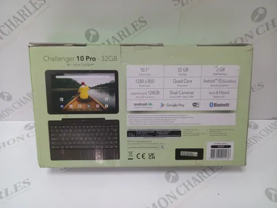 BRAND NEW BOXED VENTURER CHALLENGER 10 PRO 10.1" ANDROID TABLET WITH DETACHABLE KEYBOARD - BLACK 32GB