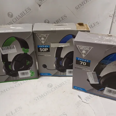 APPROXIMATELY 25 BOXED HEADSETS TO INCLUDE TURTLE BEACH RECON 70, TURTLE BEACH RECON 50P, TURTLE BEACH RECON 50X, ETC