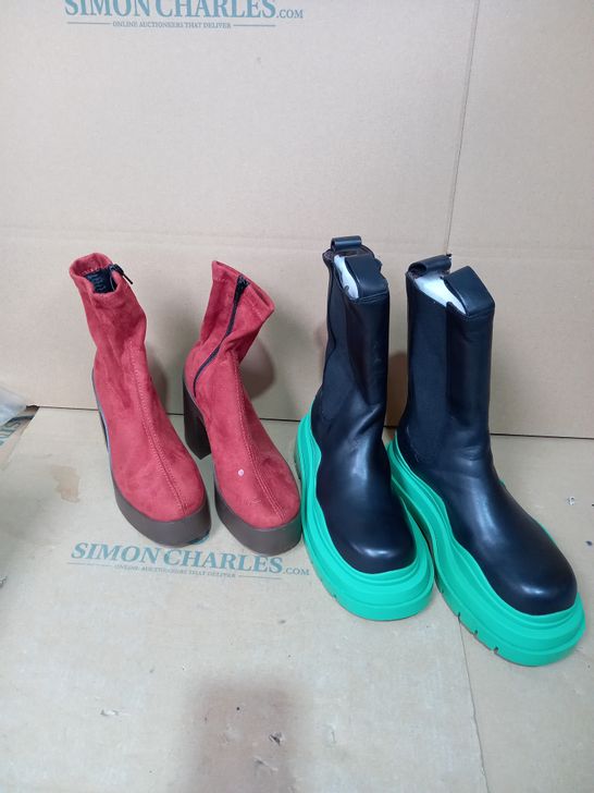 2 PAIRS OF FASHION BOOTS