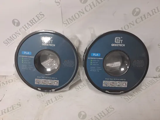 2 BOXED AND SEALED GEEETECH PLA 1.75MM 3D PRINTER FILAMENT IN TRANSPARENT AND MATTE GREY 