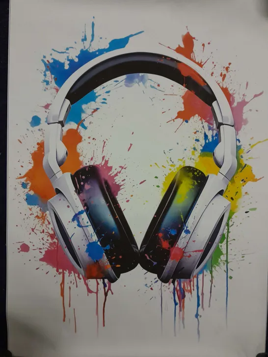 MUSIC HEADPHONES AND WATERCOLOR SPLASH BACKGROUNDMUSIC CANVAS