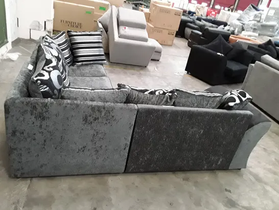 QUALITY DESIGNER CORNER SOFA - GREY/BLACK FABRIC