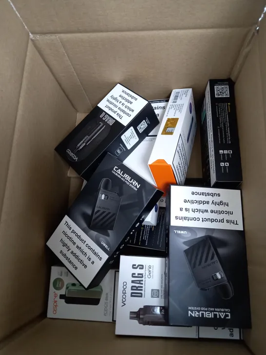 BOX OF APPROXIMATELY 10 ASSORTED E-CIG PRODUCTS TO INCLUDE ASPIRE, OXVA, VAPORESSO ETC