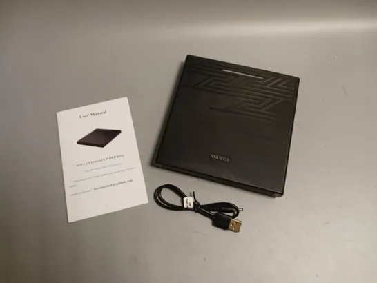 NOLYTH EXTERNAL CD DVD DRIVE BLACK INCLUDES CHARGING AND AUDIO CABLES 