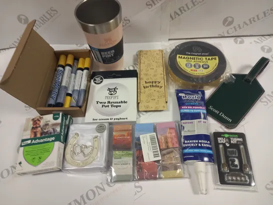 LOT OF ASSORTED HOUSEHOLD ITEMS TO INCLUDE MAGNETIC TAPE, STEEL WRITER PENS AND MOULD MAGIC