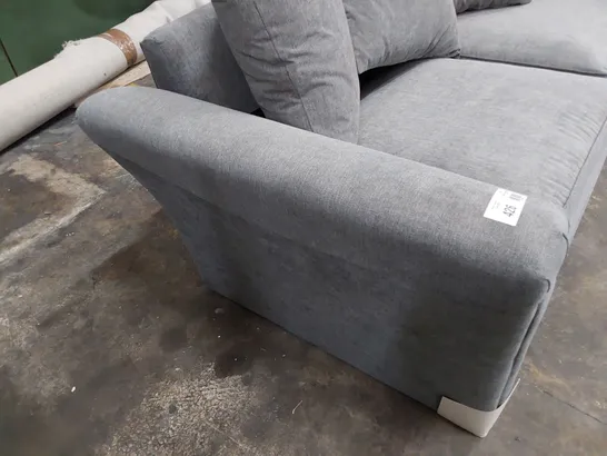 DESIGNER THREE SEATER SOFA WITH SCATTER CUSHIONS GREY FABRIC 