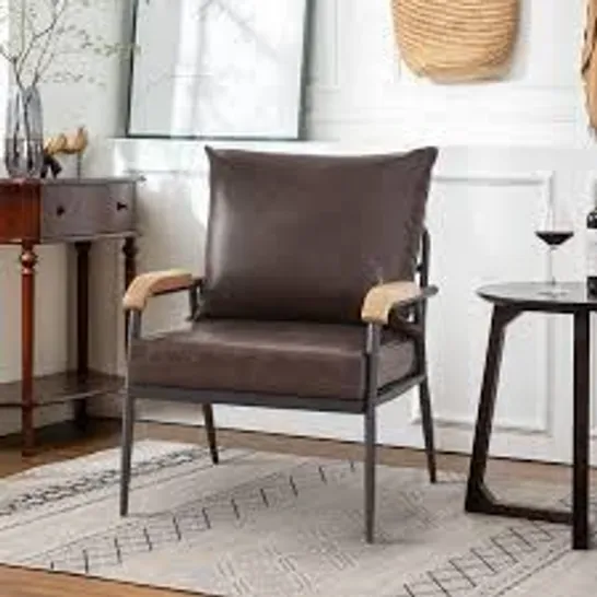 BOXED METAL FRAME SINGLE SEAT CHAIR IN BROWN