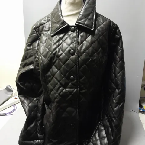 RUTH LANGSFORD QUILTED BUTTON FRONT JACKET IN BLACK SIZE 