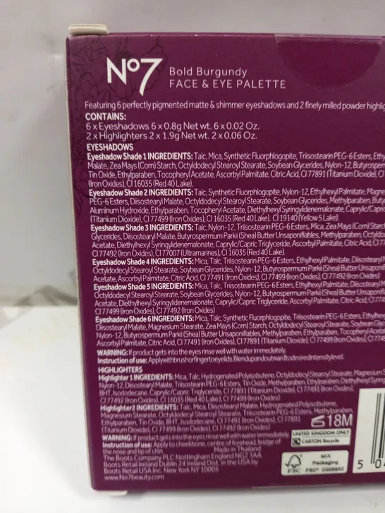 SEALED NO.7 BOLD BURGUNDY FACE & EYE PALETTE 