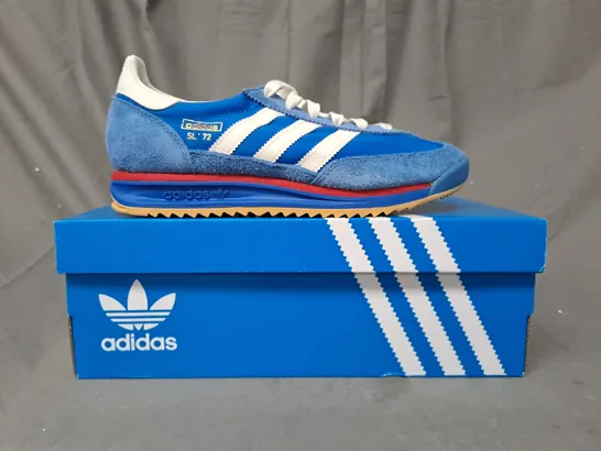 BOXED PAIR OF ADIDAS SL 72 RS SHOES IN BLUE/WHITE UK SIZE 6