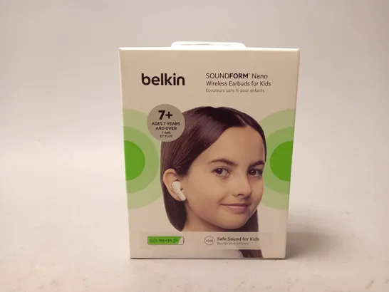 BOXED AND SEALED BELKIN SOUNDFORM NANO WIRELESS EARBUDS FOR KIDS IN WHITE