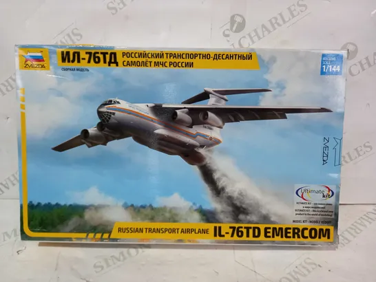 ZVEZDA 1/144 SCALE RUSSIAN TRANSPORT AIRPLANE IL-76TD EMERCOM MODEL KIT