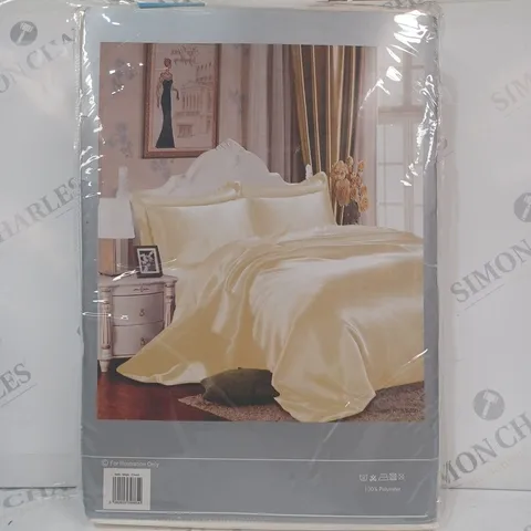 UNBRANDED DUVET SET IN SATIN CREAM - SINGLE