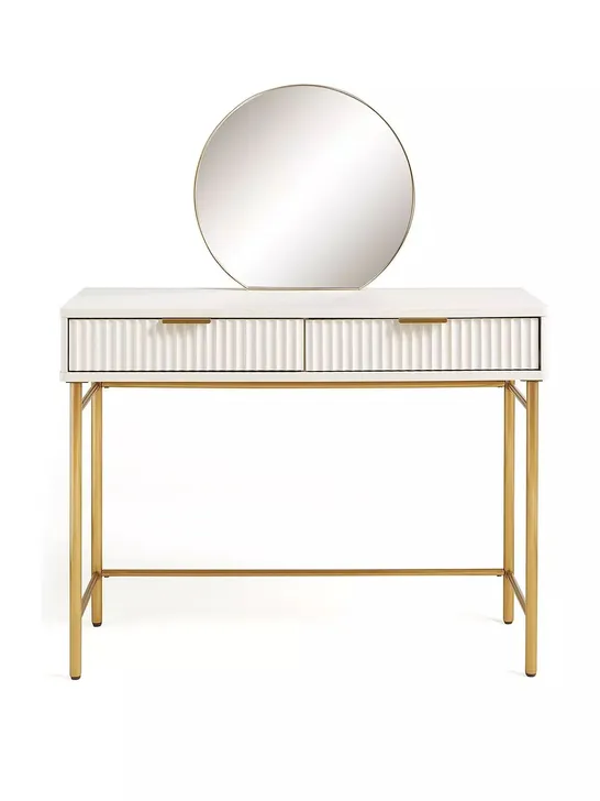 CORA DRESSING TABLE AND MIRROR SET - IVORY/BRASS - COLLECTION ONLY