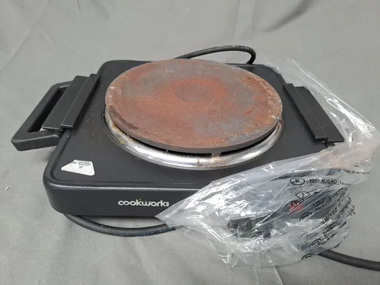 BOXED COOKWORKS BLACK SINGLE HOB TABLE TOP HOTPLATE 