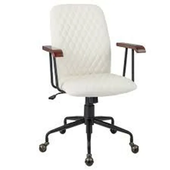 BOXED COSTWAY SWIVEL ADJUSTABLE TASK CHAIR VELVET HOME OFFICE CHAIR W/ WOODEN ARMREST - BEIGE (1 BOX)