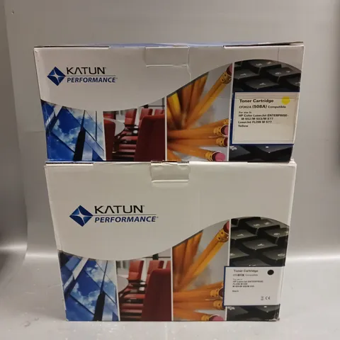 APPROXIMATELY 5 ASSORTED BOXED KATUN PRINTER TONER CARTRIDGES IN VARIOUS MODELS & COLOURS 