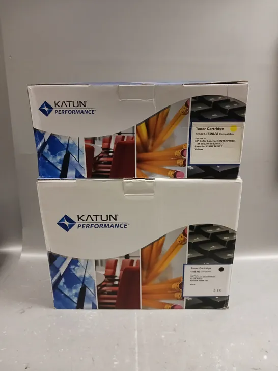 APPROXIMATELY 5 ASSORTED BOXED KATUN PRINTER TONER CARTRIDGES IN VARIOUS MODELS & COLOURS 