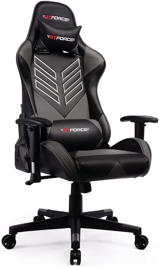 BOXED GTFORCE PRO V8 RACING SPORTS OFFICE CHAIR BLACK/GREY (1 BOX)