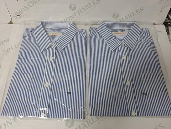 SEALED SET OF 5 BRAND NEW CORPORATIVE STYLE BLUE & WHITE STRIPE WOMENS SHIRT- XS & XXS