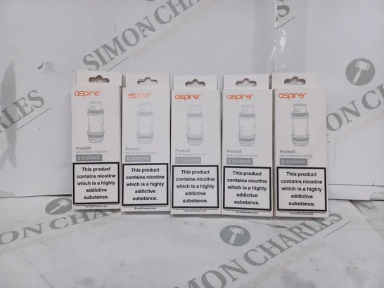 LOT TO CONTAIN APPROX. 19 X PACKS OF ASPIRE POCKE-X REPLACEMENT ATOMIZERS, 5 ATOMIZERS PER PACK