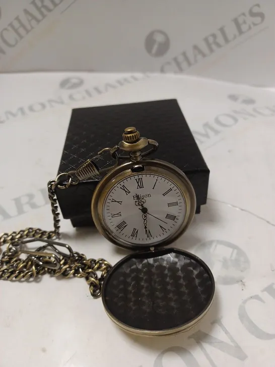 MENS EDISON POCKET WATCH WITH CHAIN IN GOLD COLOUR 