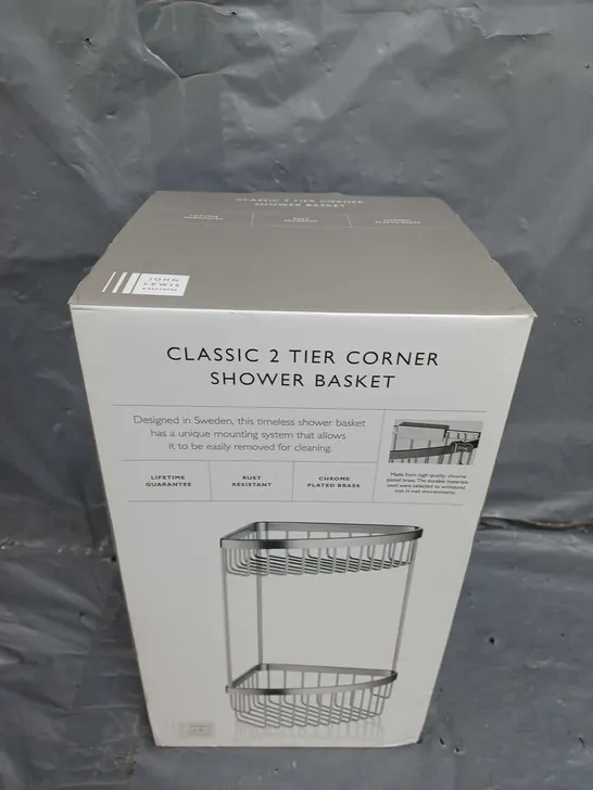 BOXED CLASSIC 2 TIER CORNER SHOWER BASKET