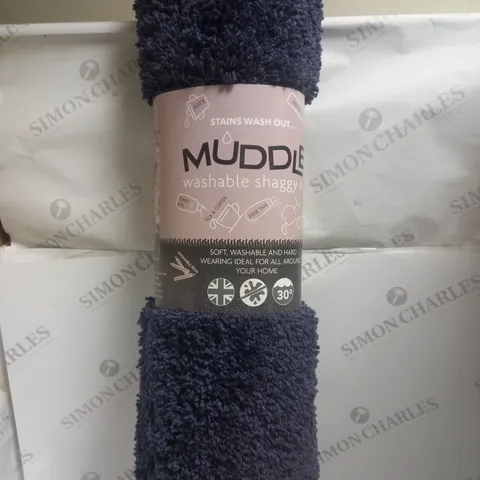 MUDDLE WASHABLE SHAGGY RUG NAVY