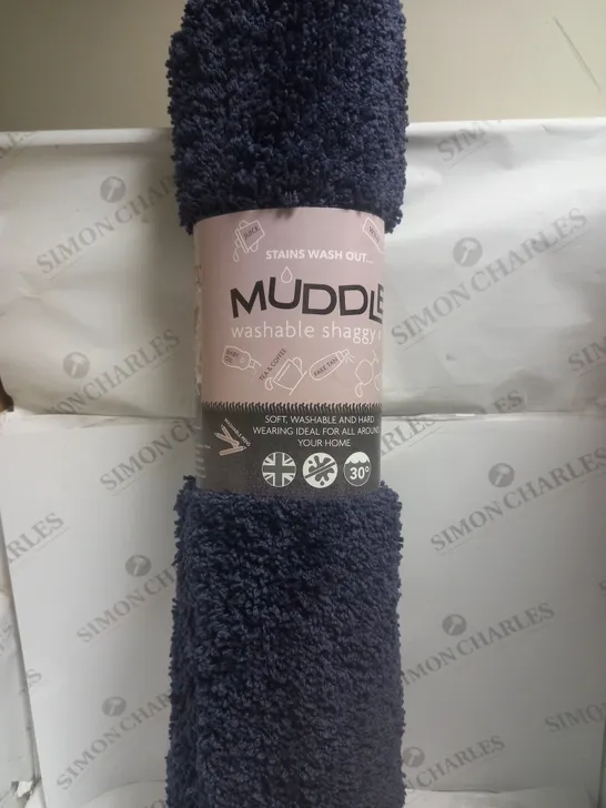 MUDDLE WASHABLE SHAGGY RUG NAVY