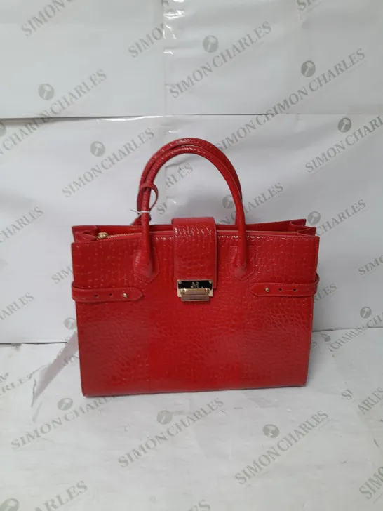 JULIEN MACDONALD FAUX SNAKESKIN HANDBAG IN RED WITH GOLD DETAILS