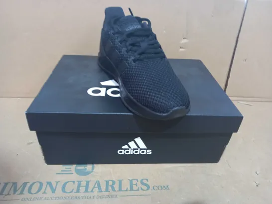 BOXED PAIR OF ADIDAS TRAINERS IN BLACK UK SIZE 1