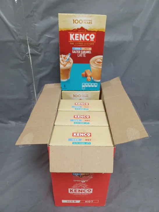 LOT OF 6 BOXES (8 PER BOX) KENCO ICED OR HOT SALTED CARAMEL LATTE SACHETS