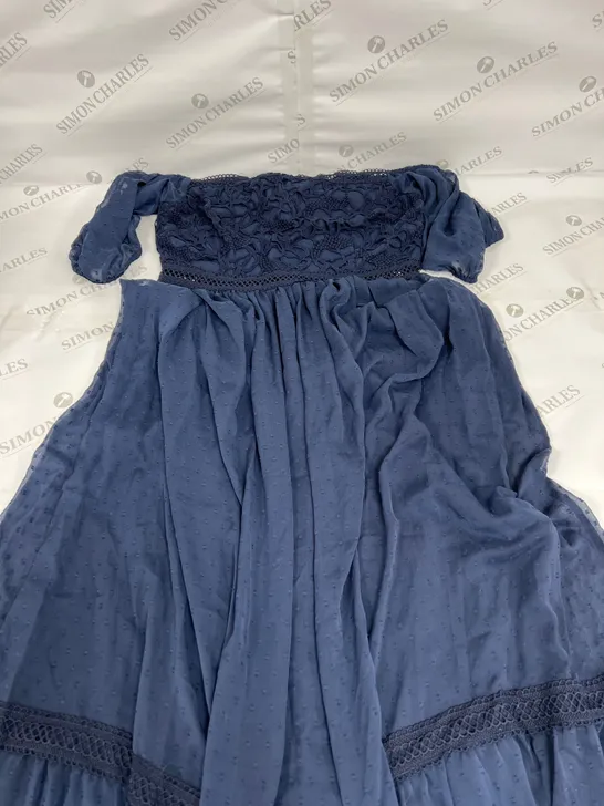 OASIS LACE TRIM DOBBY BARNOT MIDI DRESS IN NAVY SIZE 14