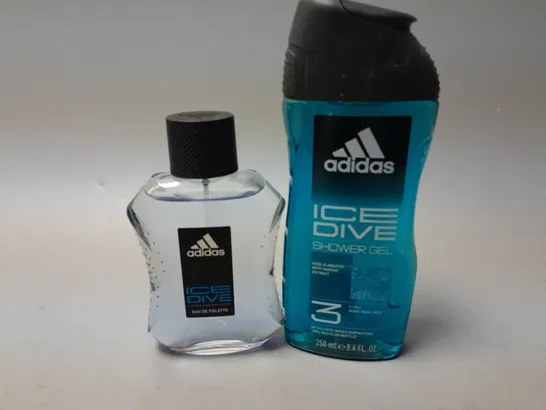 BOXED ADIDAS ICE DIVE GIFTSET INCLUDING AN EAU DE TOILETTE 100ML AND SHOWER GEL 250ML