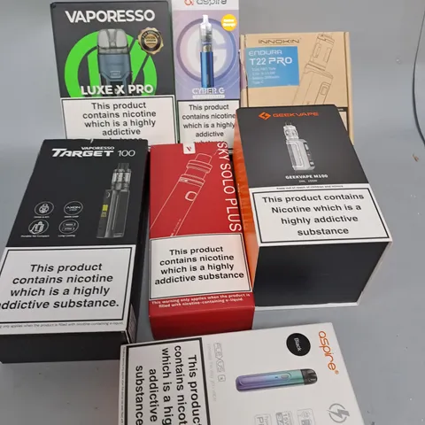 BOX OF APPROXIMATELY 15 ASSORTED E-CIGARATTES TO INCLUDE VAPEROSSO , ASPIRE, INNOKIN ETC.