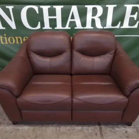 DESIGNER G PLAN MADE JACKSON 2 SEATER CHESTNUT LEATHER SOFA 