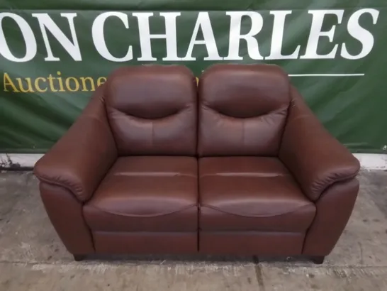 DESIGNER G PLAN MADE JACKSON 2 SEATER CHESTNUT LEATHER SOFA 