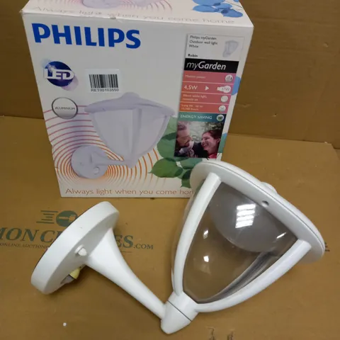 PHILIPS ROBIN WHITE OUTDOOR WALL LIGHT 